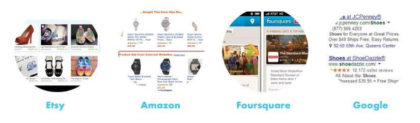 four examples of promoted listings native ads