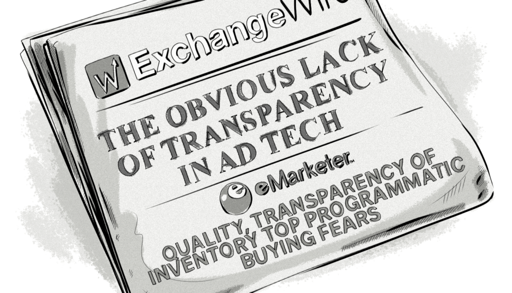 newspaper image with the headline "the obviuos lack of transparency in adtech"