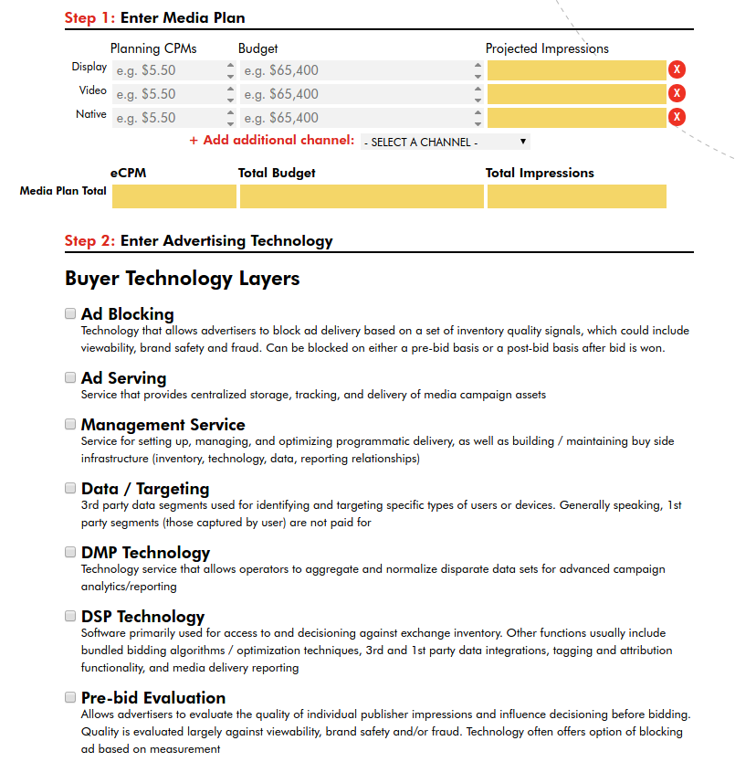 Transparency in Ad Tech IAB programmatic fee transparency calculator