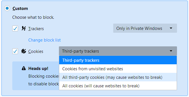 firefox cookie settings
